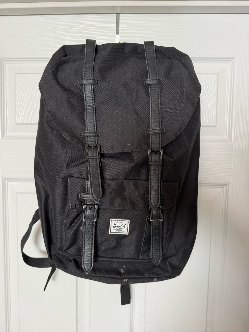 Herschel Supply Company Black Canvas Top-Load Backpack with Buckle Straps